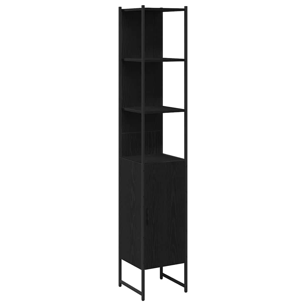 Badkamermeubelset met plank 4 pcs Zwart Eiken Bewerkt hout is nu te koop bij PeponiXL, paradijselijk wonen!
