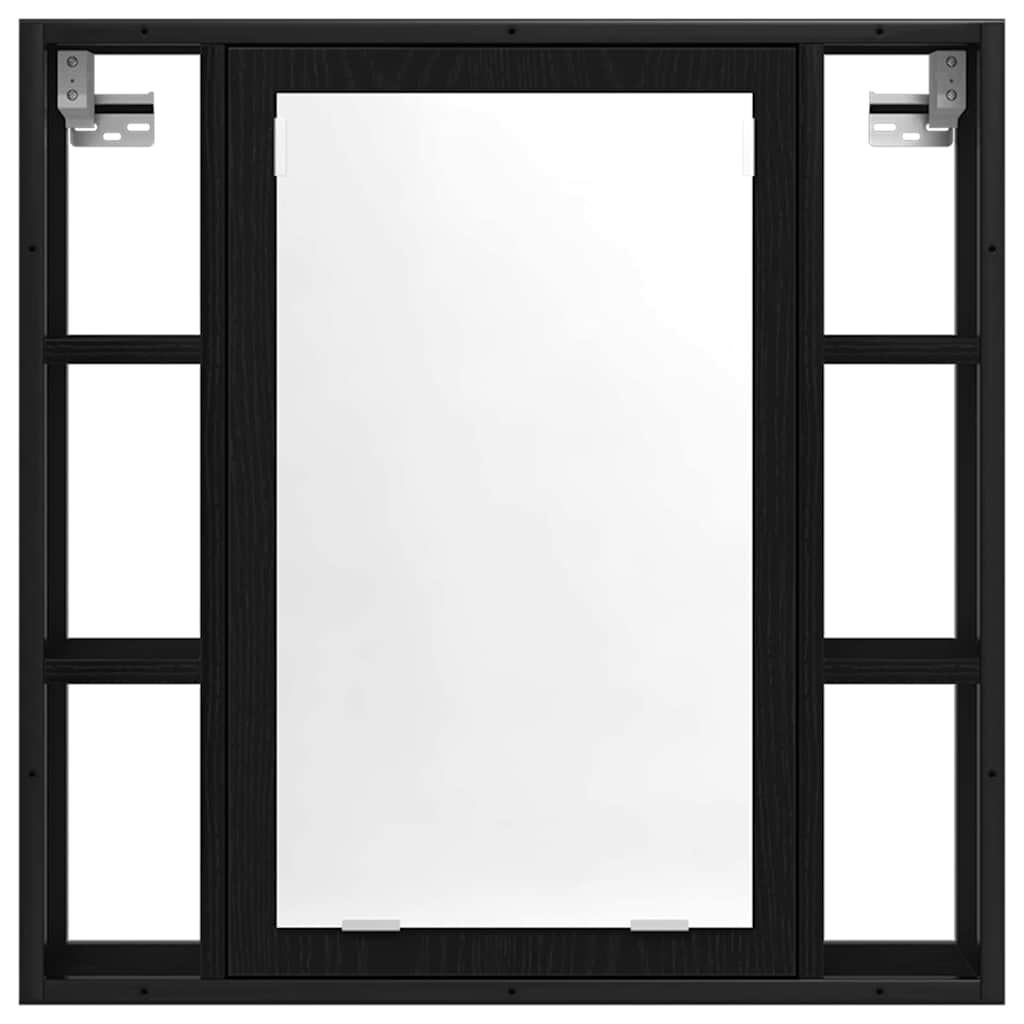 Badkamermeubelset met plank 4 pcs Zwart Eiken Bewerkt hout is nu te koop bij PeponiXL, paradijselijk wonen!