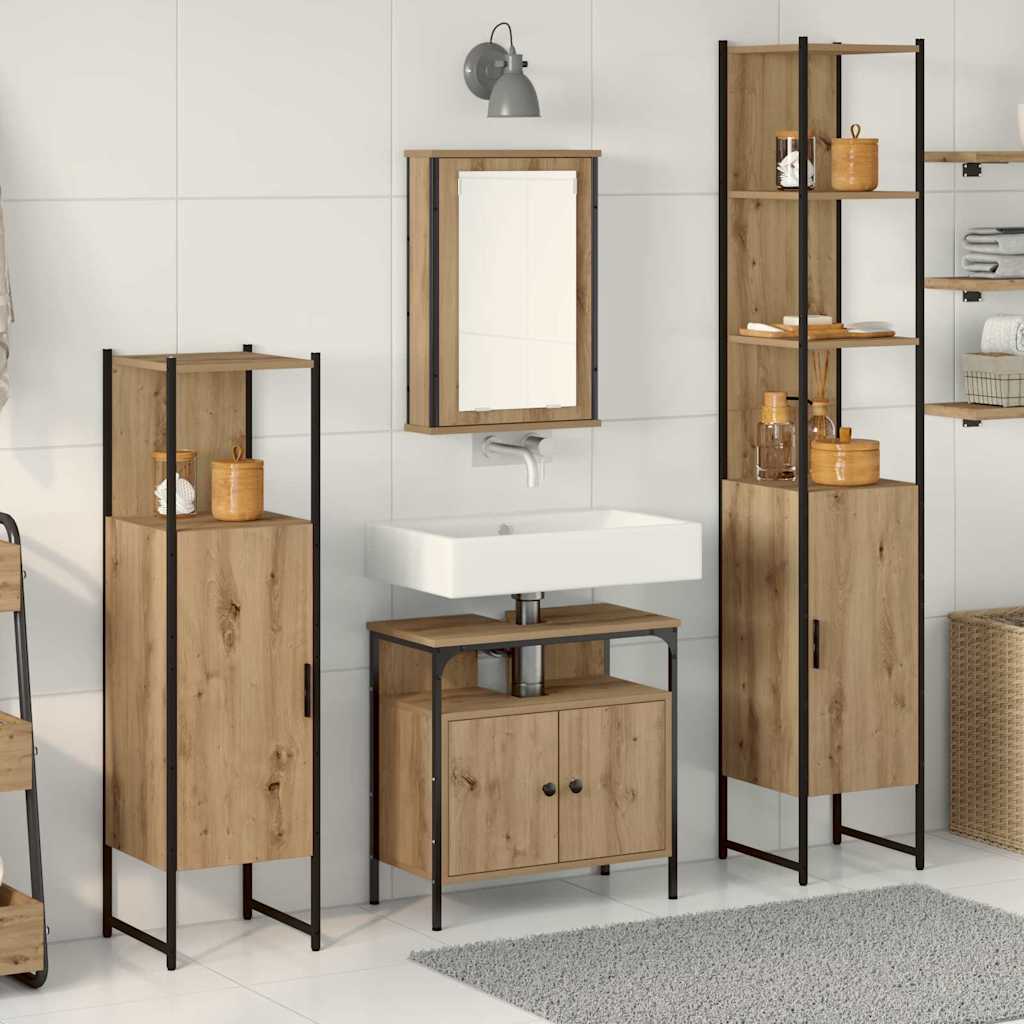 Badkamermeubelset 4 pcs artisanaal eikenkleurig Bewerkt hout is nu te koop bij PeponiXL, paradijselijk wonen!