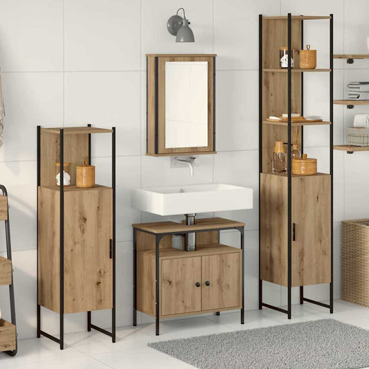 Badkamermeubelset 4 pcs artisanaal eikenkleurig Bewerkt hout is nu te koop bij PeponiXL, paradijselijk wonen!