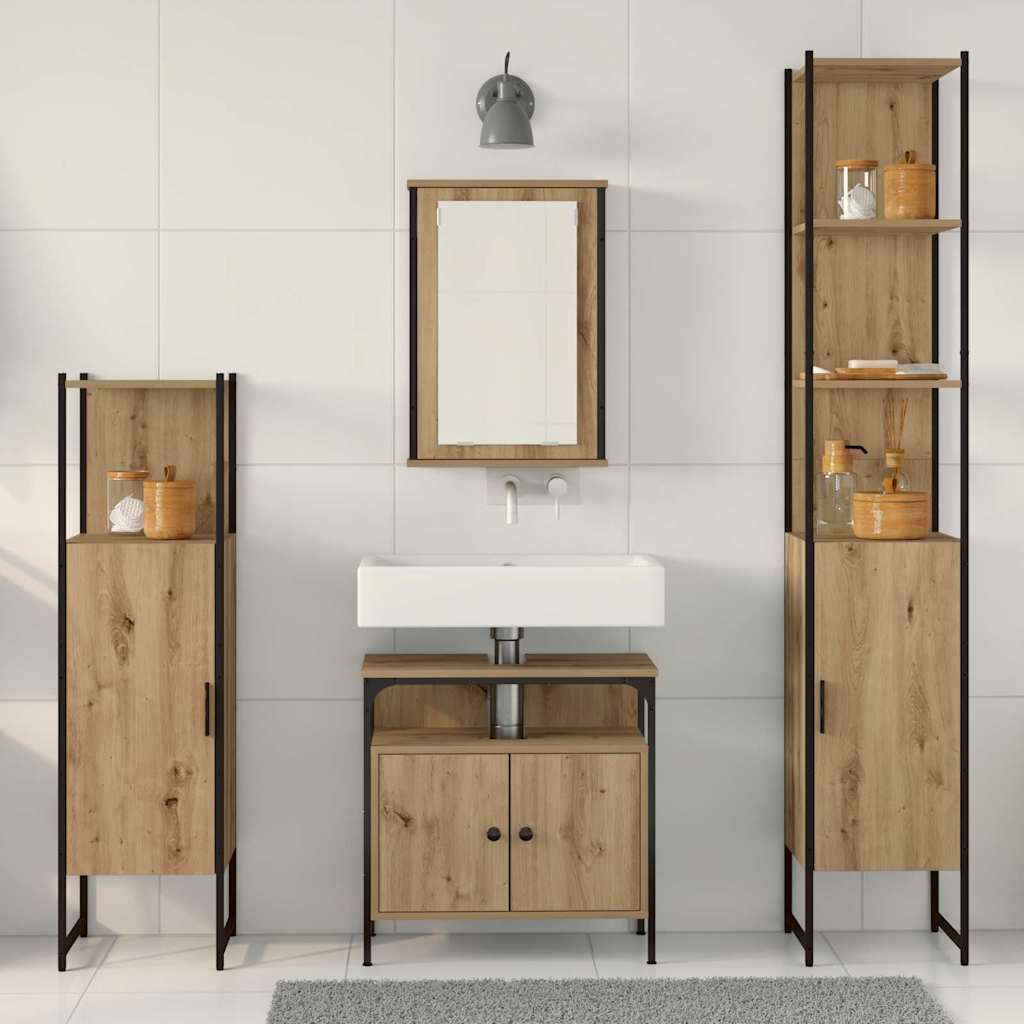 Badkamermeubelset 4 pcs artisanaal eikenkleurig Bewerkt hout is nu te koop bij PeponiXL, paradijselijk wonen!