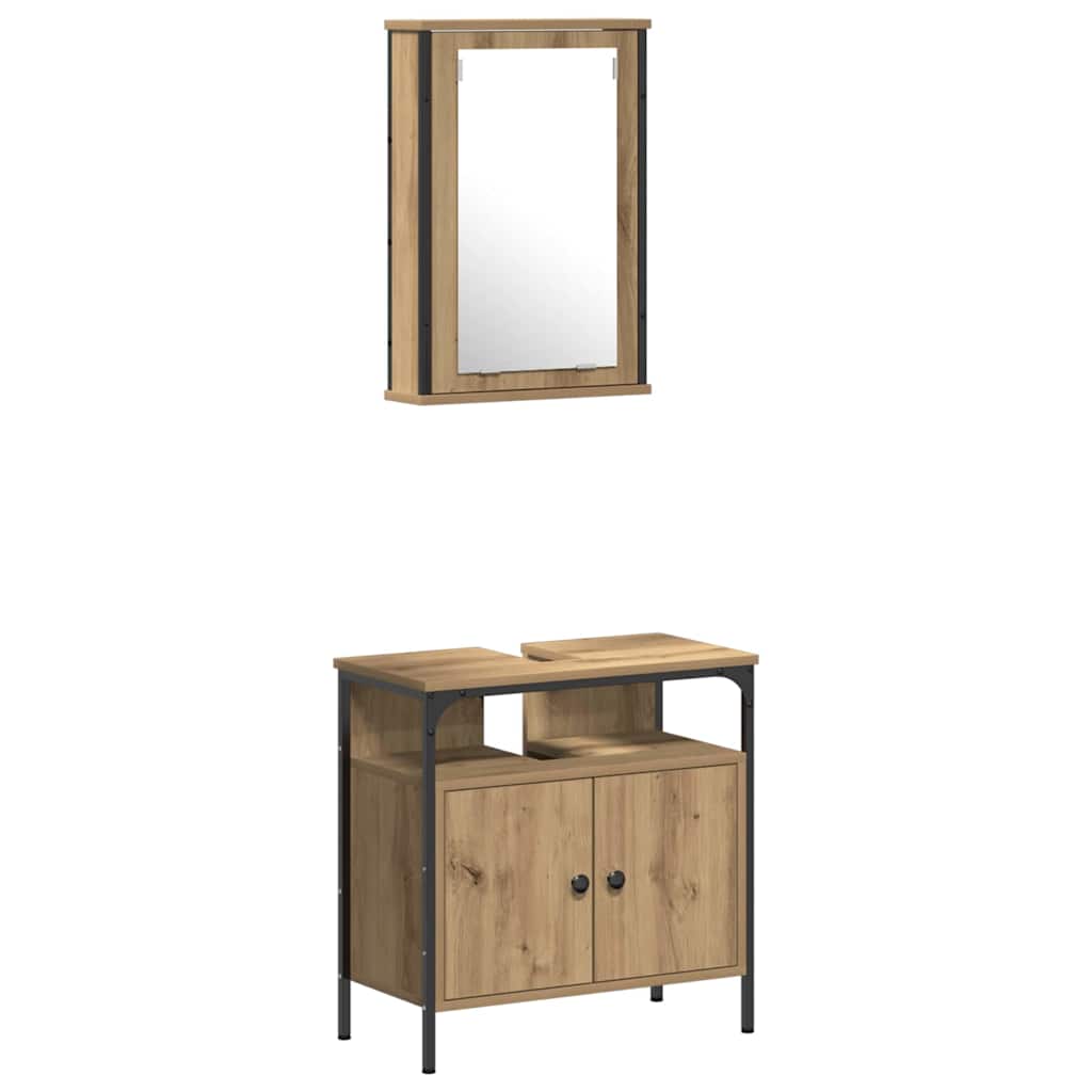 Badkamermeubelset 4 pcs artisanaal eikenkleurig Bewerkt hout is nu te koop bij PeponiXL, paradijselijk wonen!