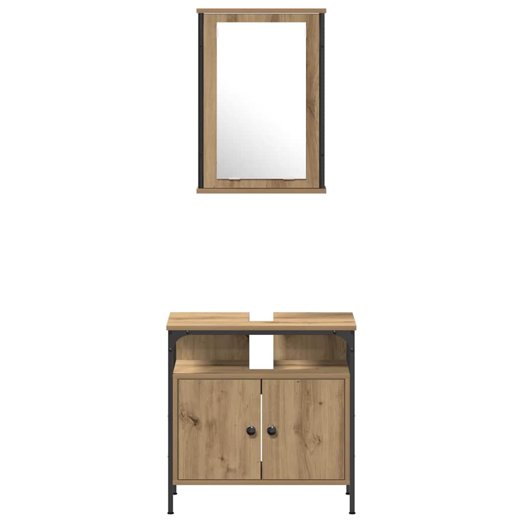 Badkamermeubelset 4 pcs artisanaal eikenkleurig Bewerkt hout is nu te koop bij PeponiXL, paradijselijk wonen!