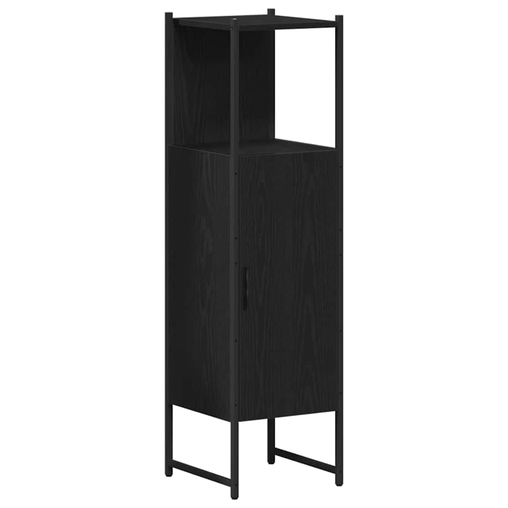 Badkamermeubelset met plank 4 pcs Zwart eiken Bewerkt hout is nu te koop bij PeponiXL, paradijselijk wonen!