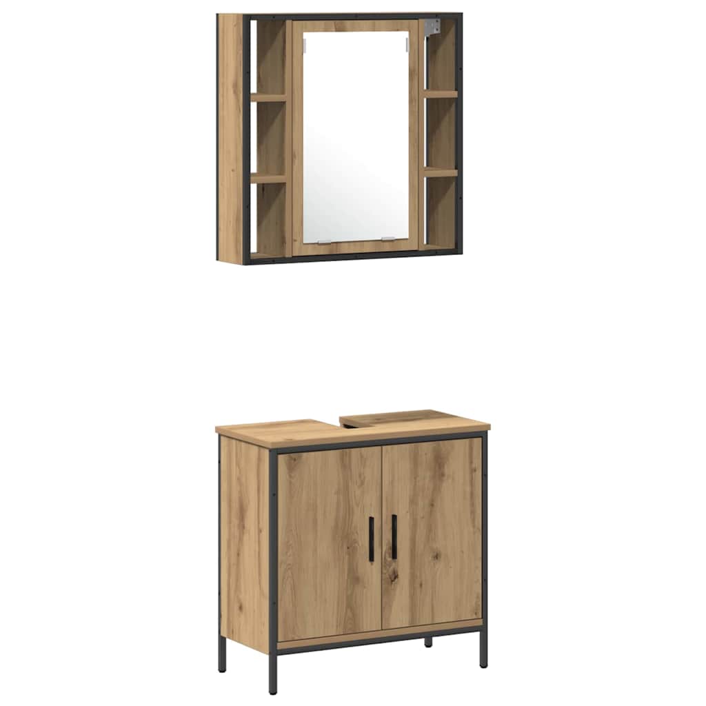 Badkamermeubelset met plank met opslag 4 pcs Bruin Bewerkt hout is nu te koop bij PeponiXL, paradijselijk wonen!
