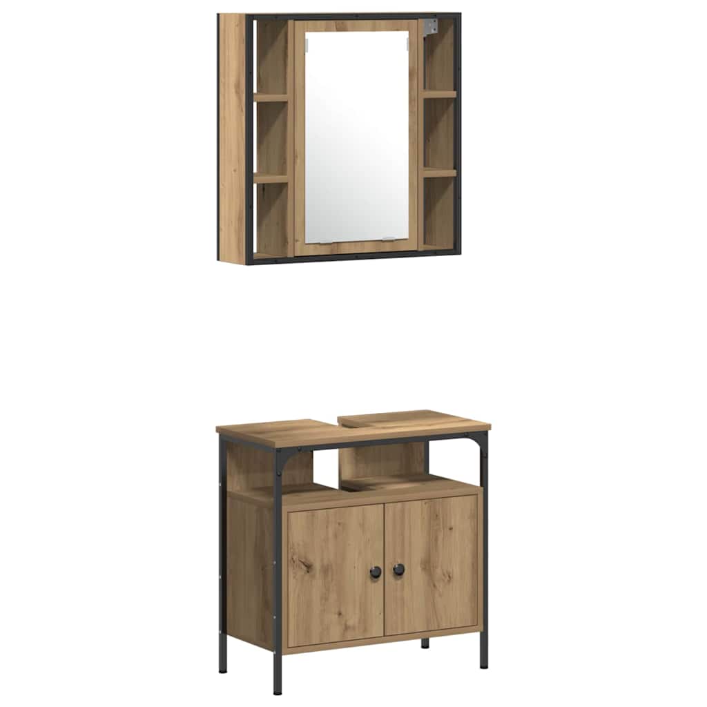 Badkamermeubelset met plank 4 pcs Artisan Eiken Bewerkt hout is nu te koop bij PeponiXL, paradijselijk wonen!