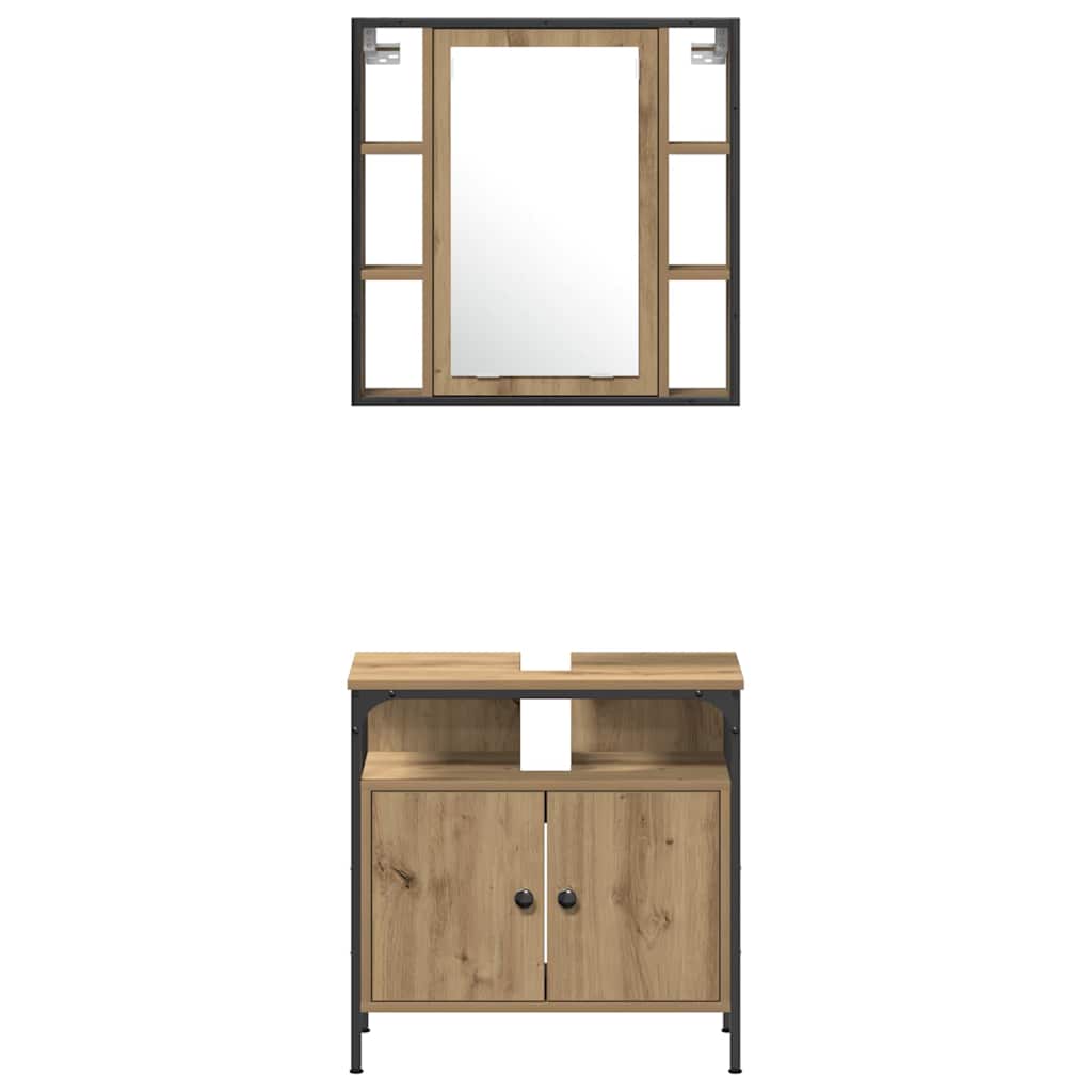 Badkamermeubelset met plank 4 pcs Artisan Eiken Bewerkt hout is nu te koop bij PeponiXL, paradijselijk wonen!