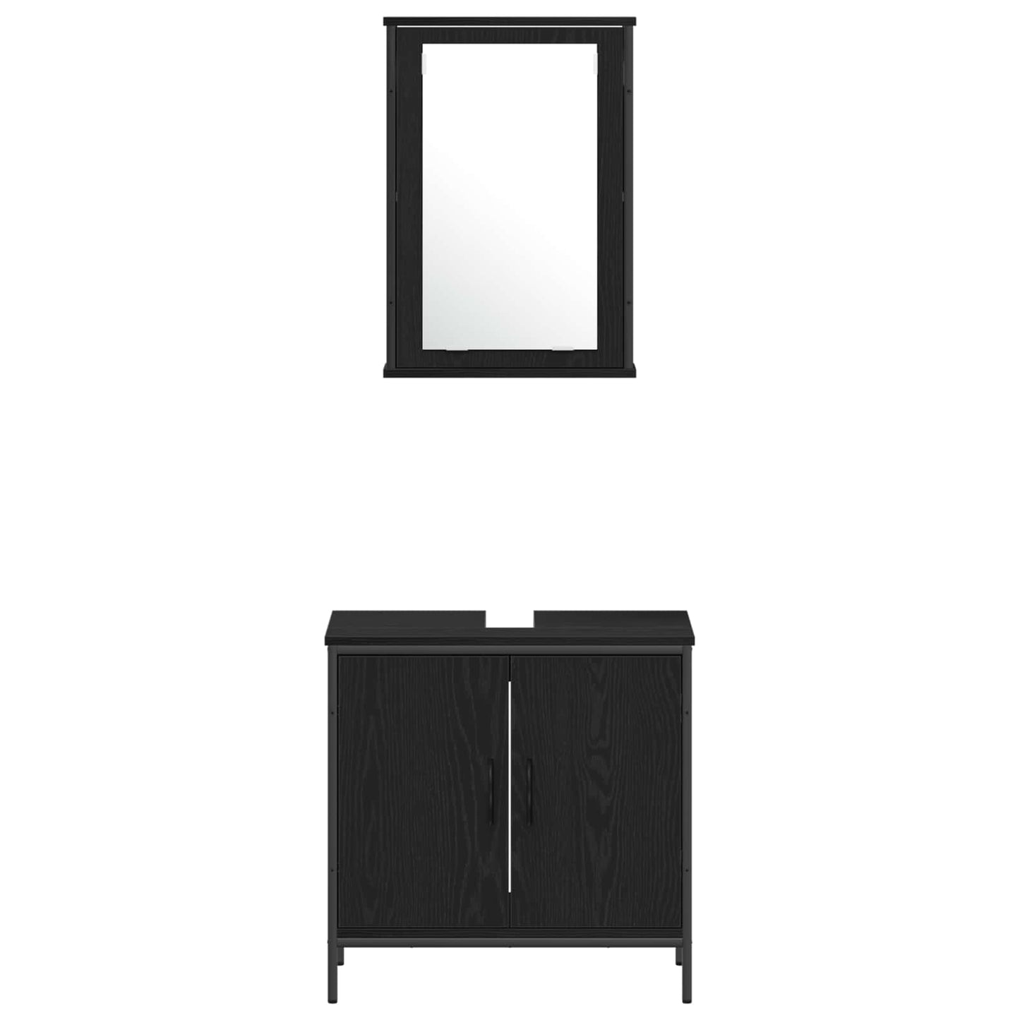 Badkamermeubelset met plank met opslag 4 pcs Zwart Bewerkt hout is nu te koop bij PeponiXL, paradijselijk wonen!