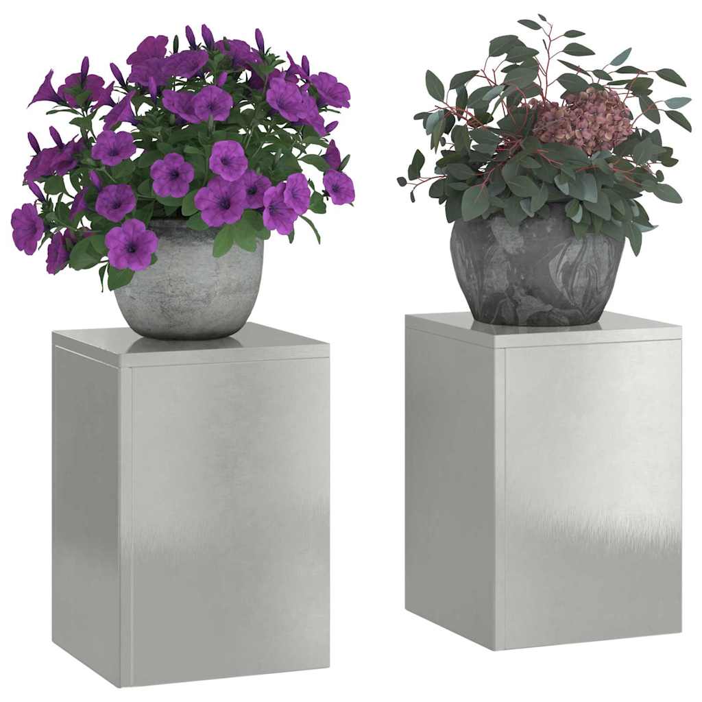 Plantenstandaard 2 pcs Zilver 24 x 24 x 35 cm Roestvrij staal is nu te koop bij PeponiXL, paradijselijk wonen!