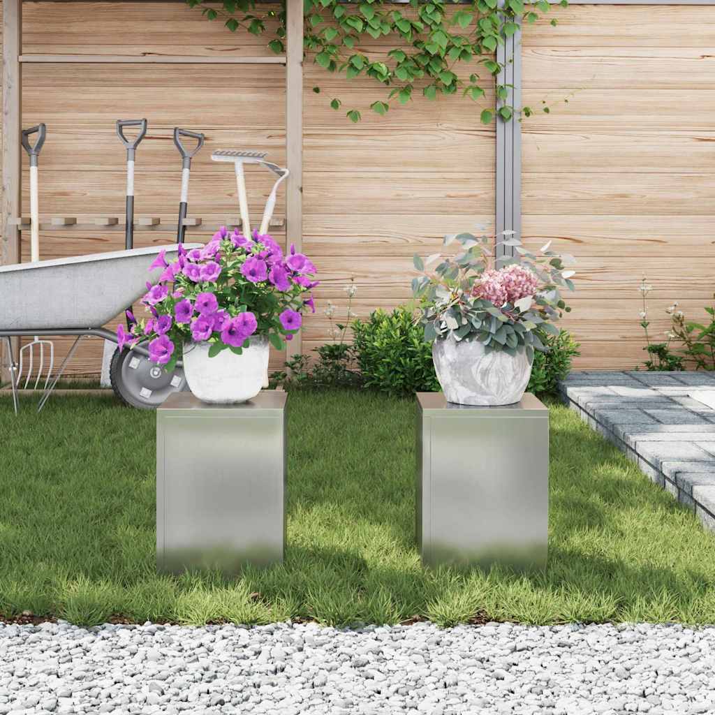 Plantenstandaard 2 pcs Zilver 24 x 24 x 35 cm is nu te koop bij PeponiXL, paradijselijk wonen!