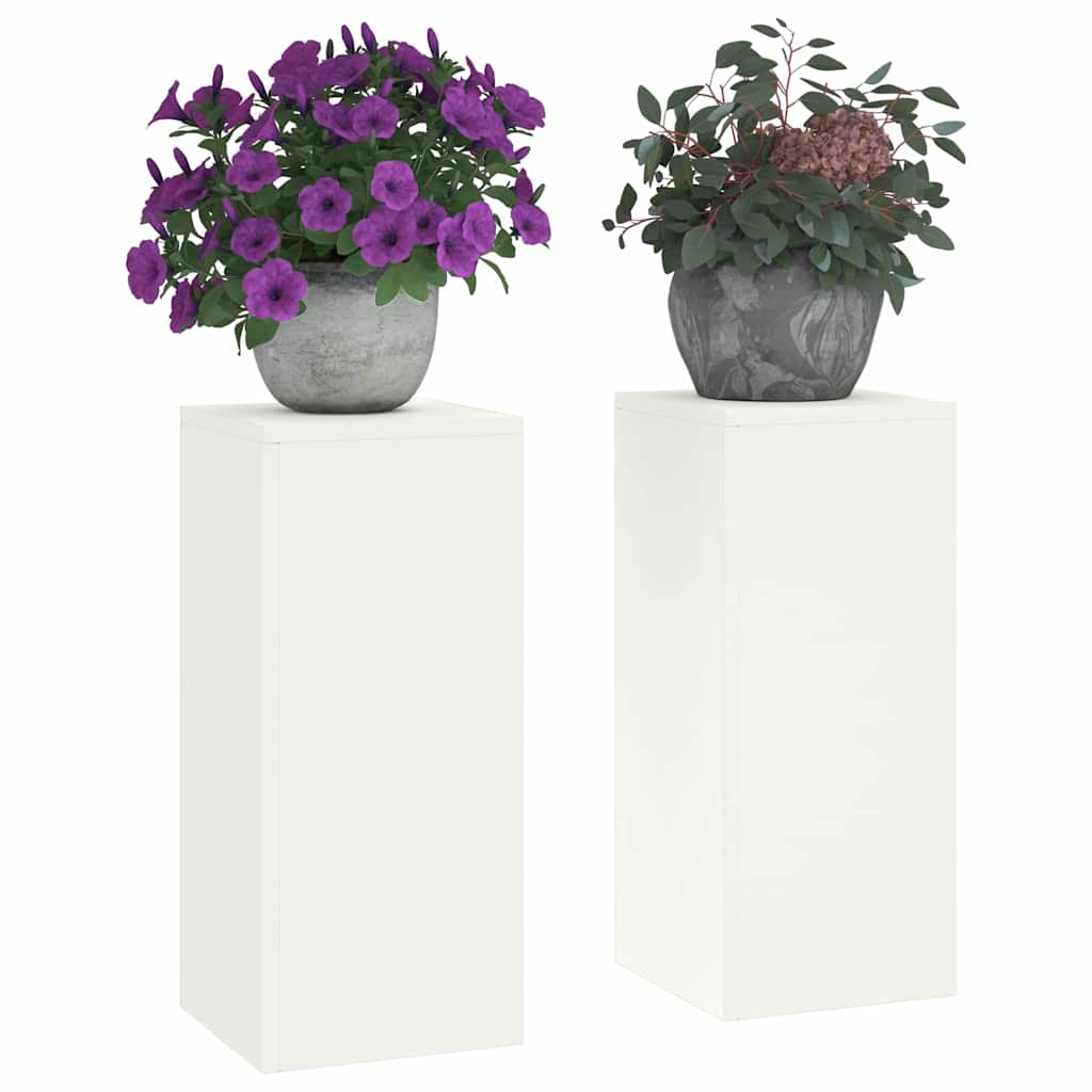 Plantenstandaard 2 pcs Wit 24 x 24 x 55 cm Staal is nu te koop bij PeponiXL, paradijselijk wonen!