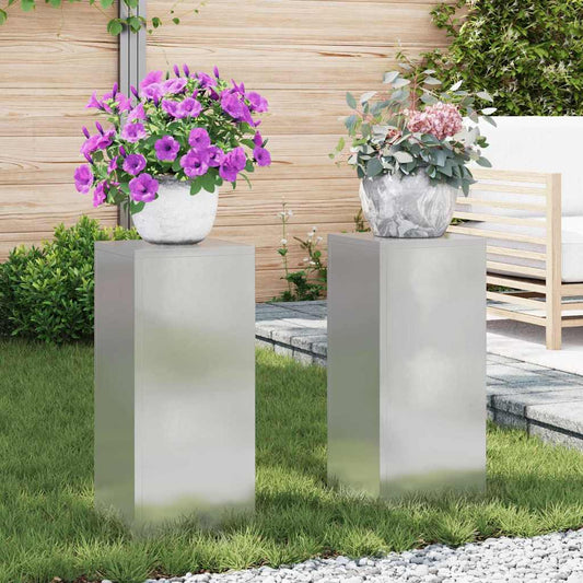 Plantenstandaard 2 pcs Zilver 24 x 24 x 55 cm Roestvrij staal is nu te koop bij PeponiXL, paradijselijk wonen!