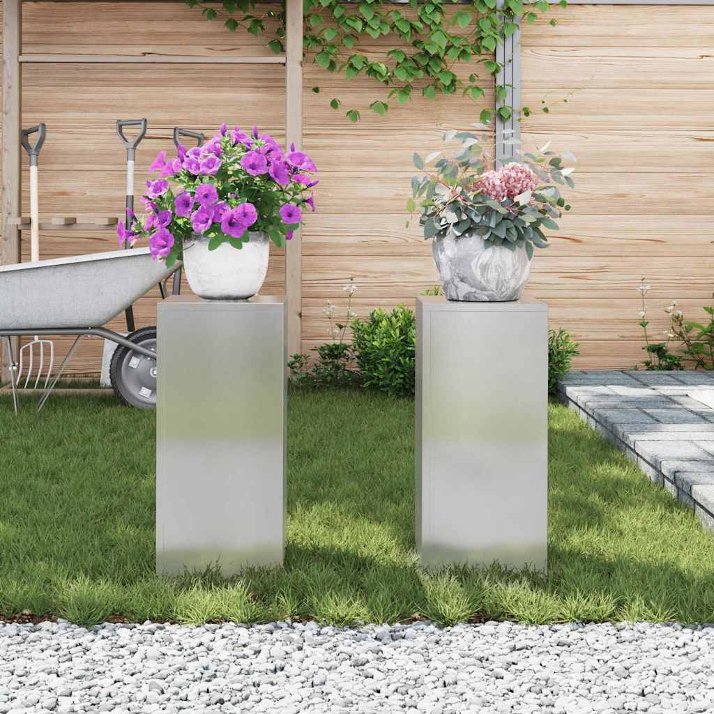 Plantenstandaard 2 pcs Zilver 24 x 24 x 55 cm Roestvrij staal is nu te koop bij PeponiXL, paradijselijk wonen!