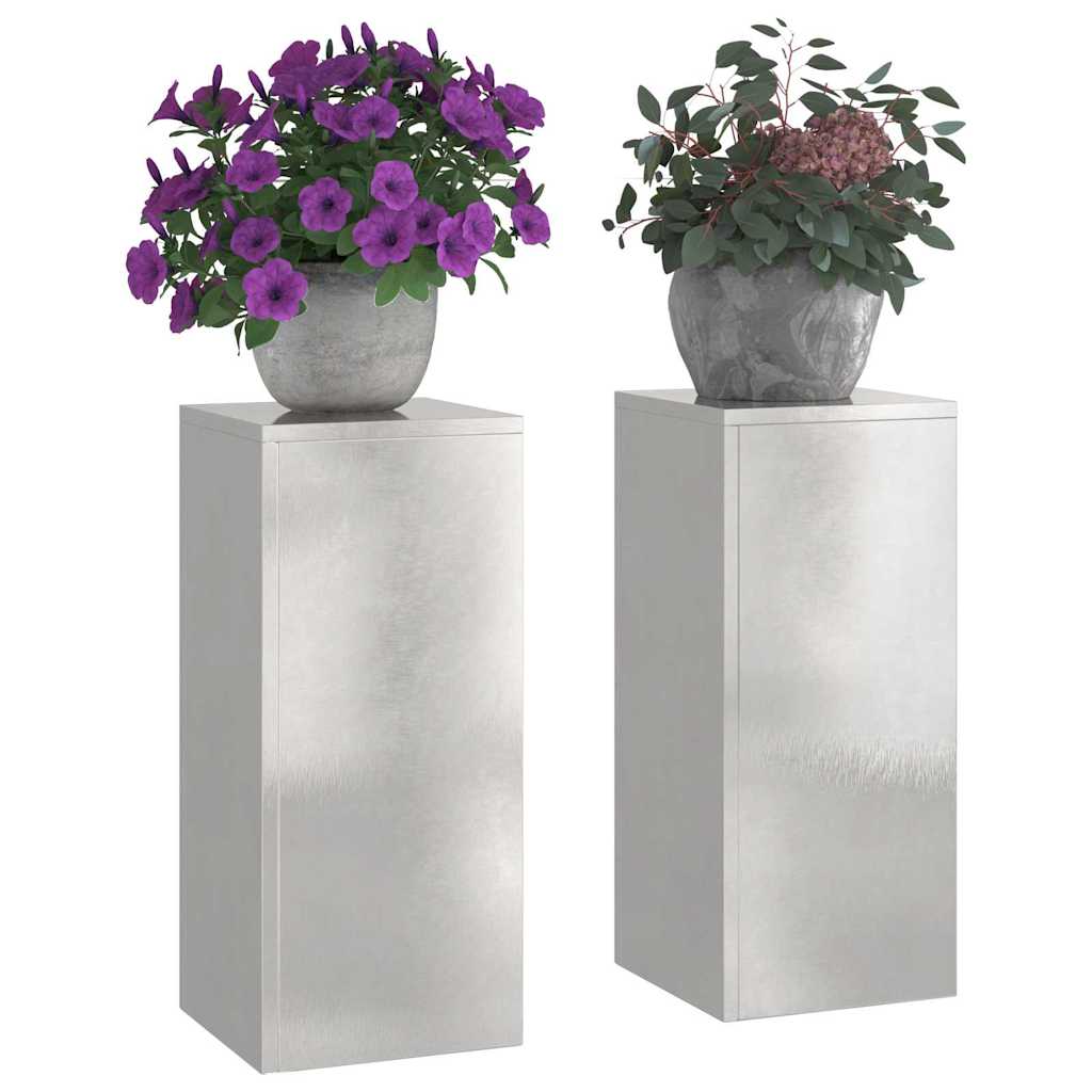 Plantenstandaard 2 pcs Zilver 24 x 24 x 55 cm Roestvrij staal is nu te koop bij PeponiXL, paradijselijk wonen!
