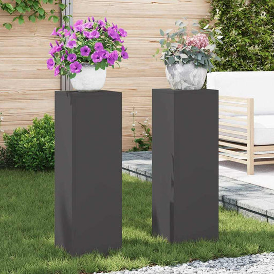 Plantenstandaard 2 pcs Zwart 24 x 24 x 75 cm Staal is nu te koop bij PeponiXL, paradijselijk wonen!