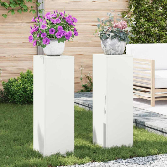 Plantenstandaard 2 pcs Wit 24 x 24 x 75 cm Staal is nu te koop bij PeponiXL, paradijselijk wonen!