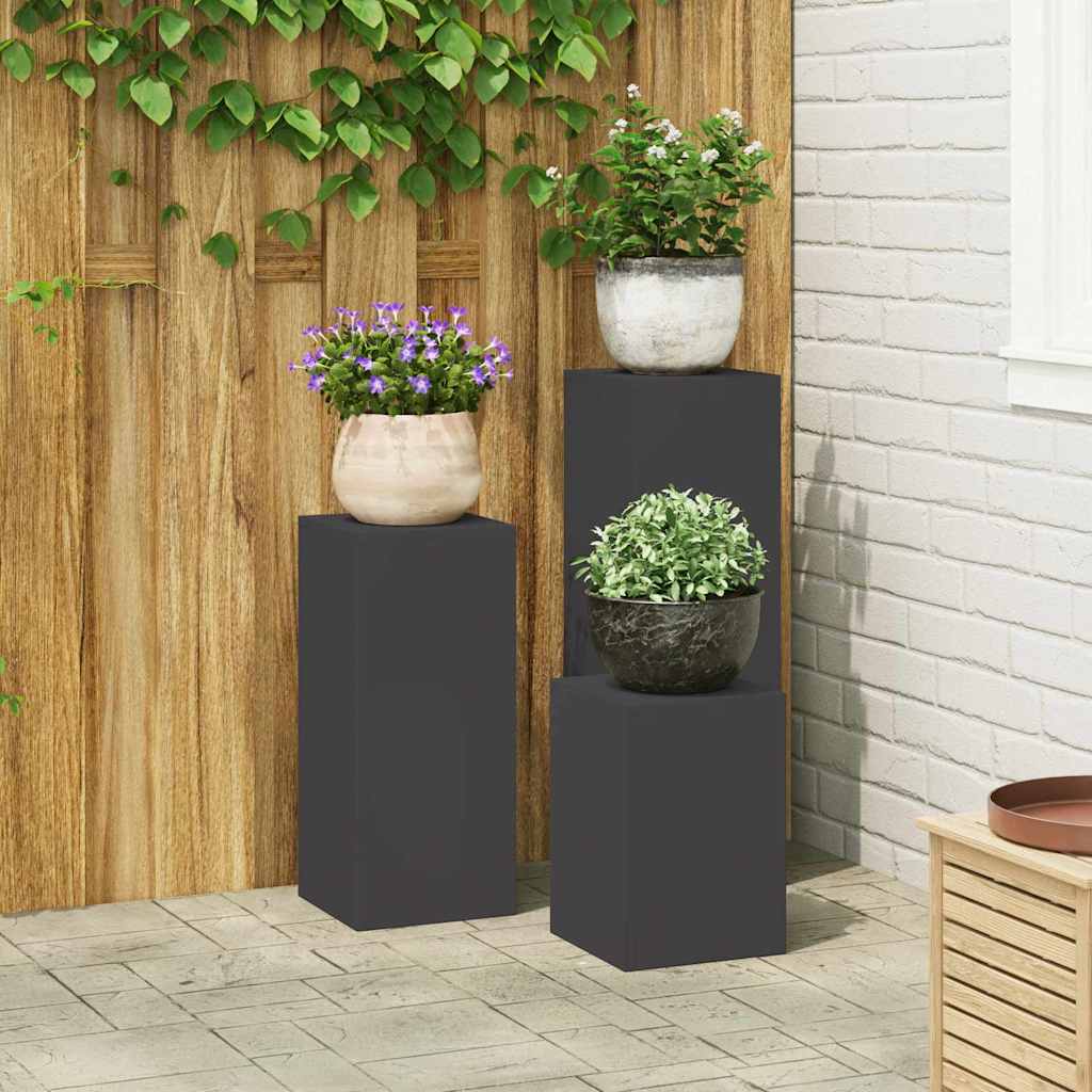 Plantenstandaard 3 pcs Zwart Staal is nu te koop bij PeponiXL, paradijselijk wonen!