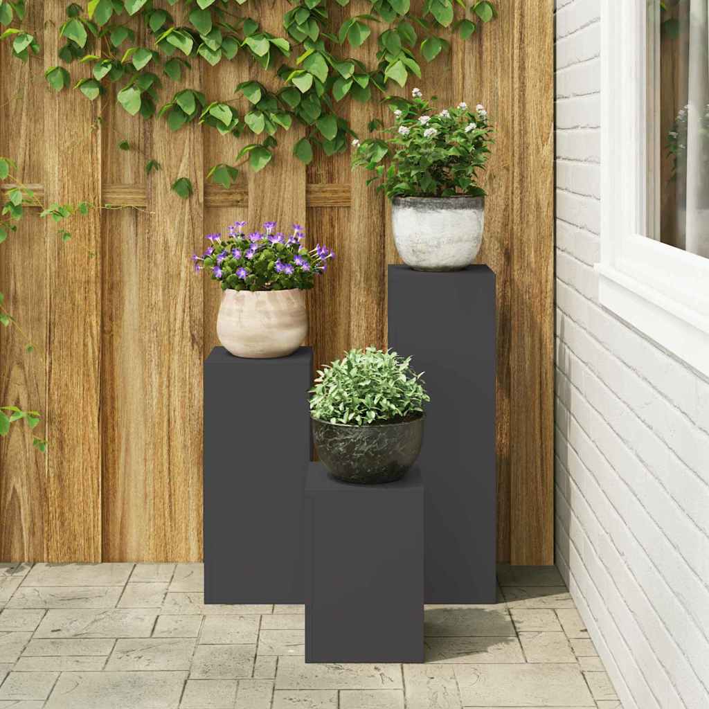Plantenstandaard 3 pcs Zwart Staal is nu te koop bij PeponiXL, paradijselijk wonen!