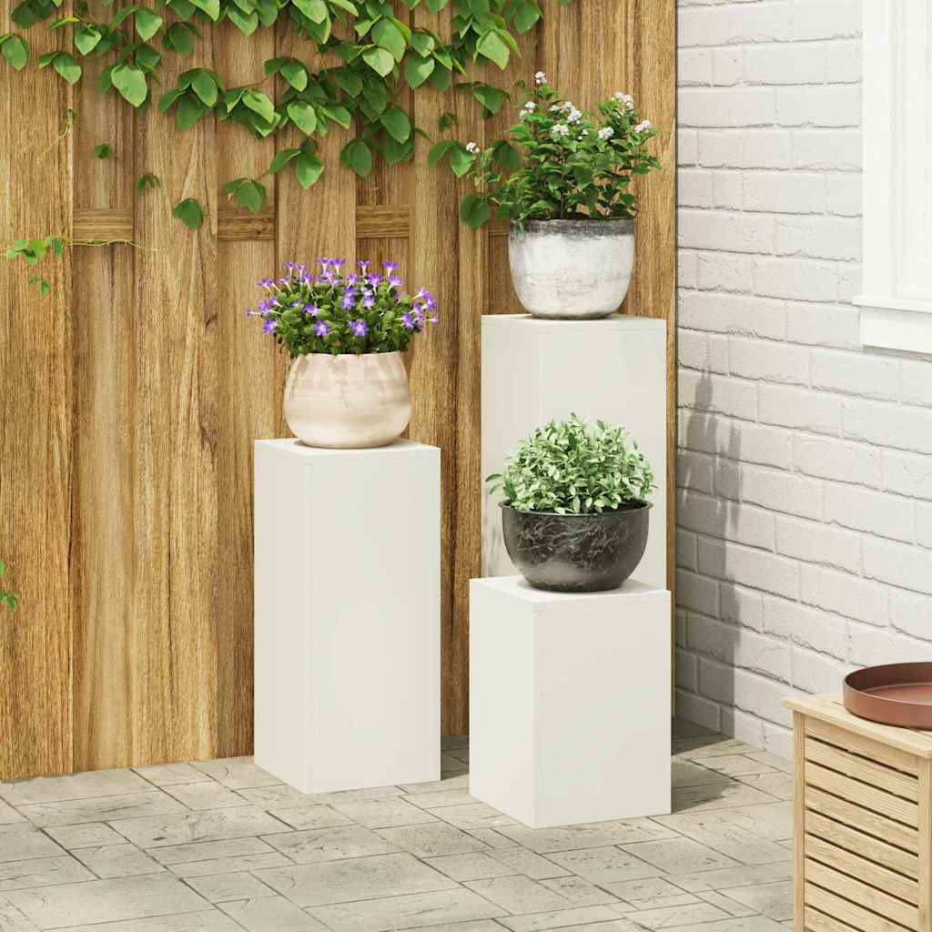 Plantenstandaard 3 pcs Wit Staal is nu te koop bij PeponiXL, paradijselijk wonen!