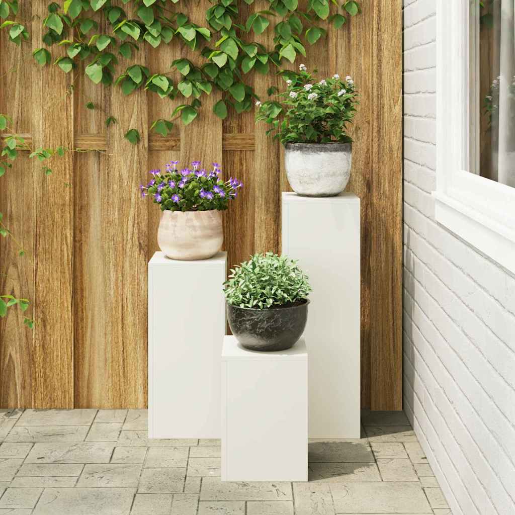 Plantenstandaard 3 pcs Wit Staal is nu te koop bij PeponiXL, paradijselijk wonen!