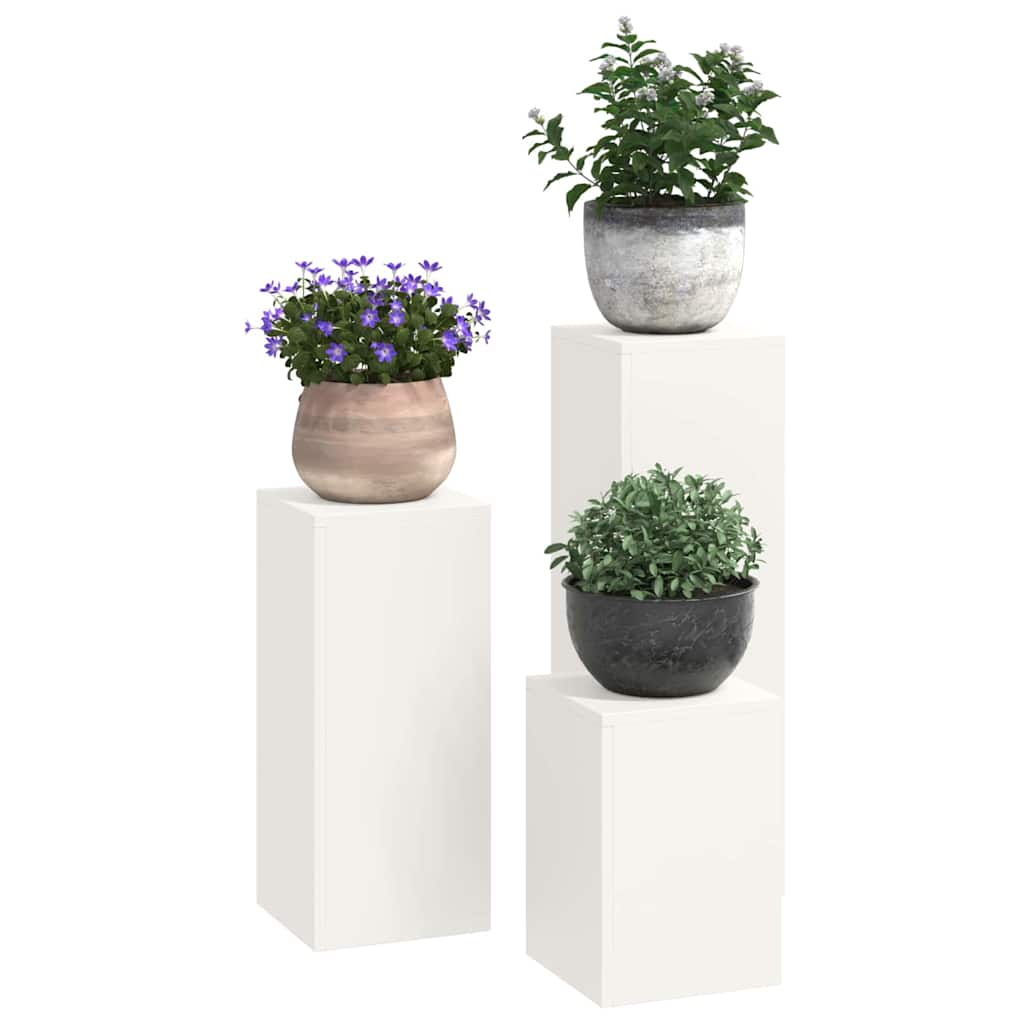 Plantenstandaard 3 pcs Wit Staal is nu te koop bij PeponiXL, paradijselijk wonen!