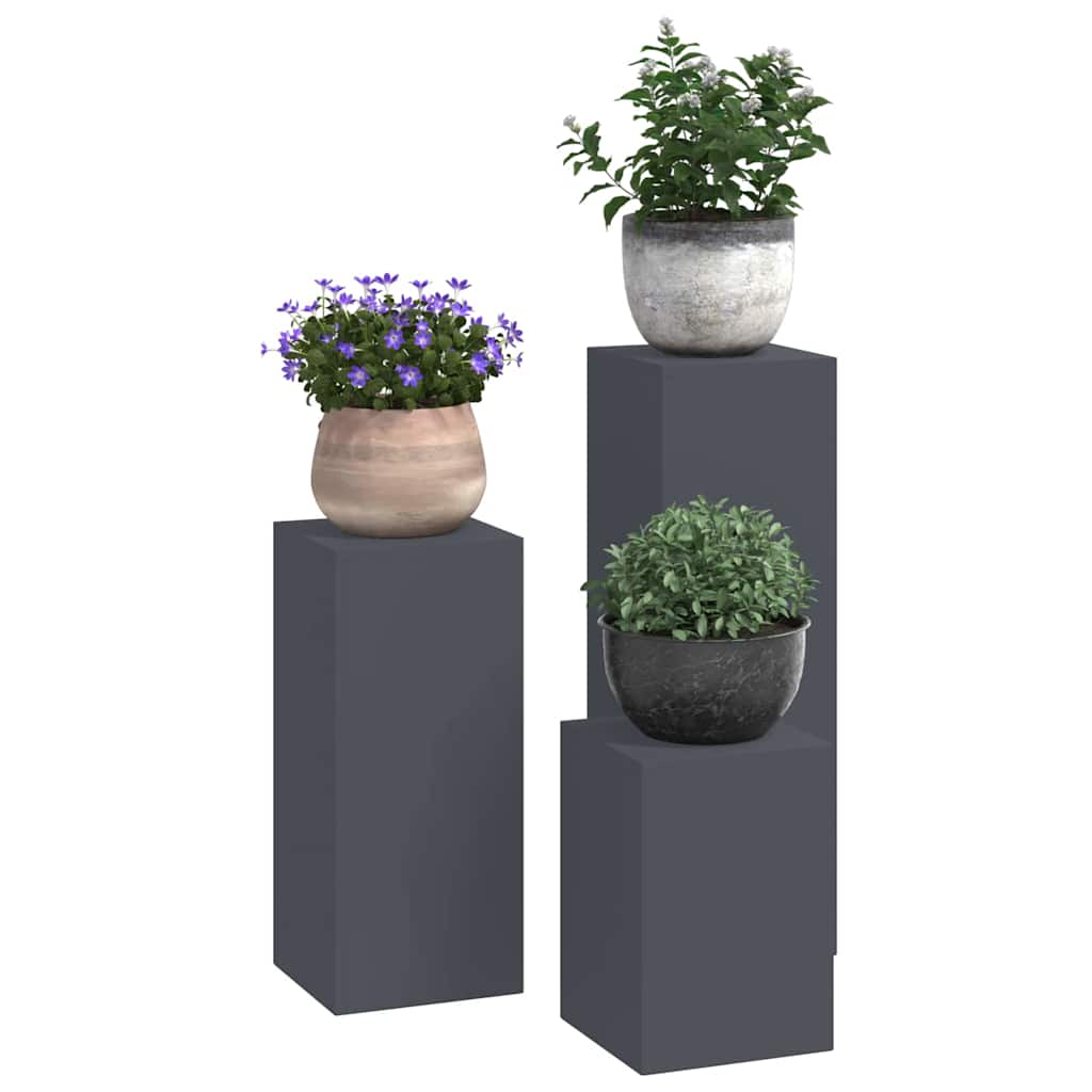 Plantenstandaard 3 pcs Antraciet Staal is nu te koop bij PeponiXL, paradijselijk wonen!
