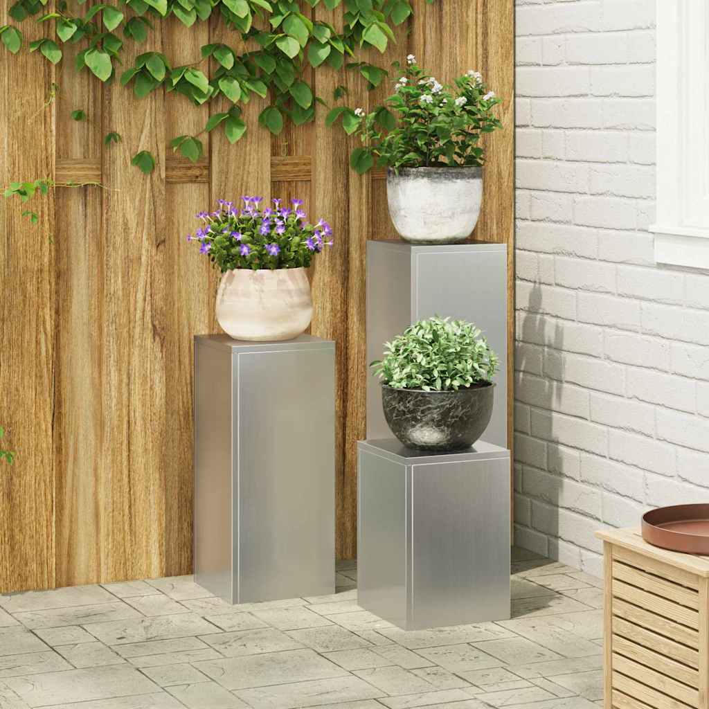 Plantenstandaard 3 pcs Zilver Gegalvaniseerd staal is nu te koop bij PeponiXL, paradijselijk wonen!
