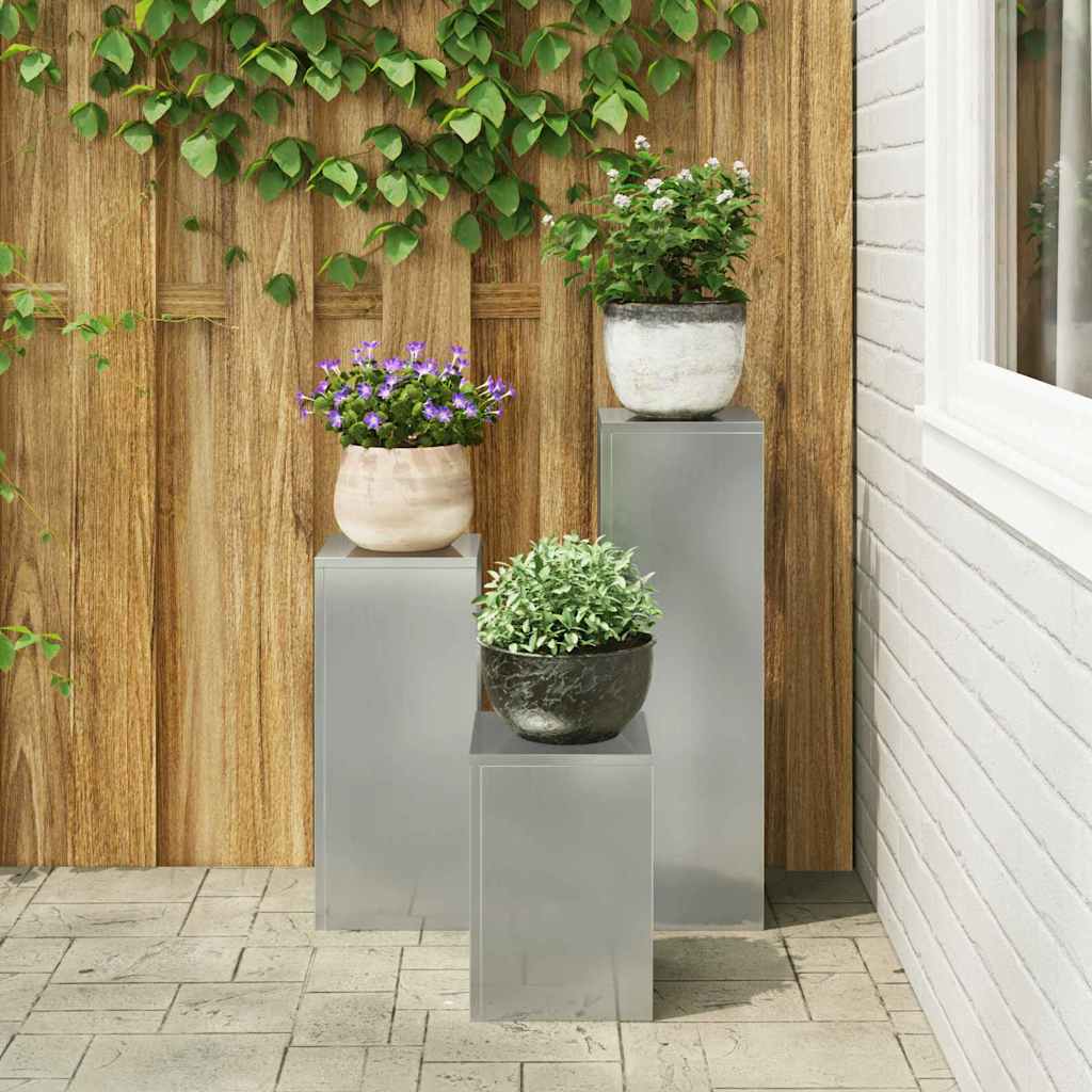 Plantenstandaard 3 pcs Zilver Gegalvaniseerd staal is nu te koop bij PeponiXL, paradijselijk wonen!