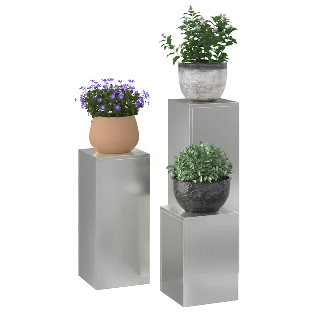 Plantenstandaard 3 pcs Zilver Gegalvaniseerd staal is nu te koop bij PeponiXL, paradijselijk wonen!