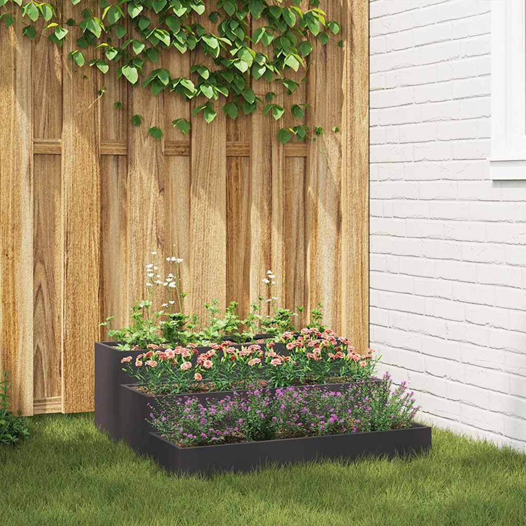 Tuin Bloempot Zwart 90 x 90 x 35 cm Koudgewalst staal is nu te koop bij PeponiXL, paradijselijk wonen!