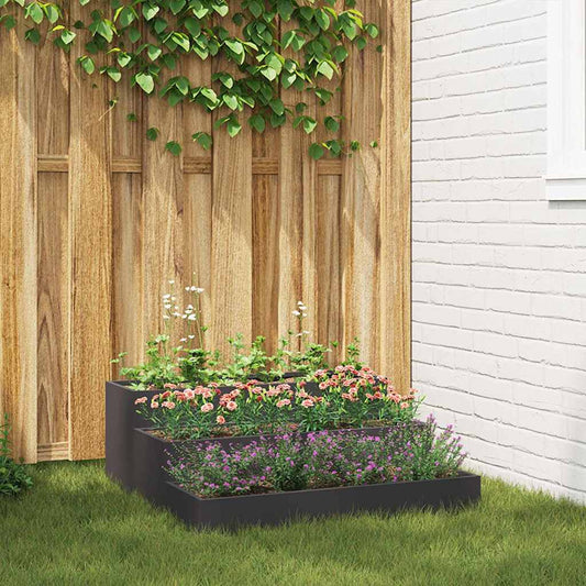 Tuin Bloempot Zwart 90 x 90 x 35 cm Koudgewalst staal is nu te koop bij PeponiXL, paradijselijk wonen!