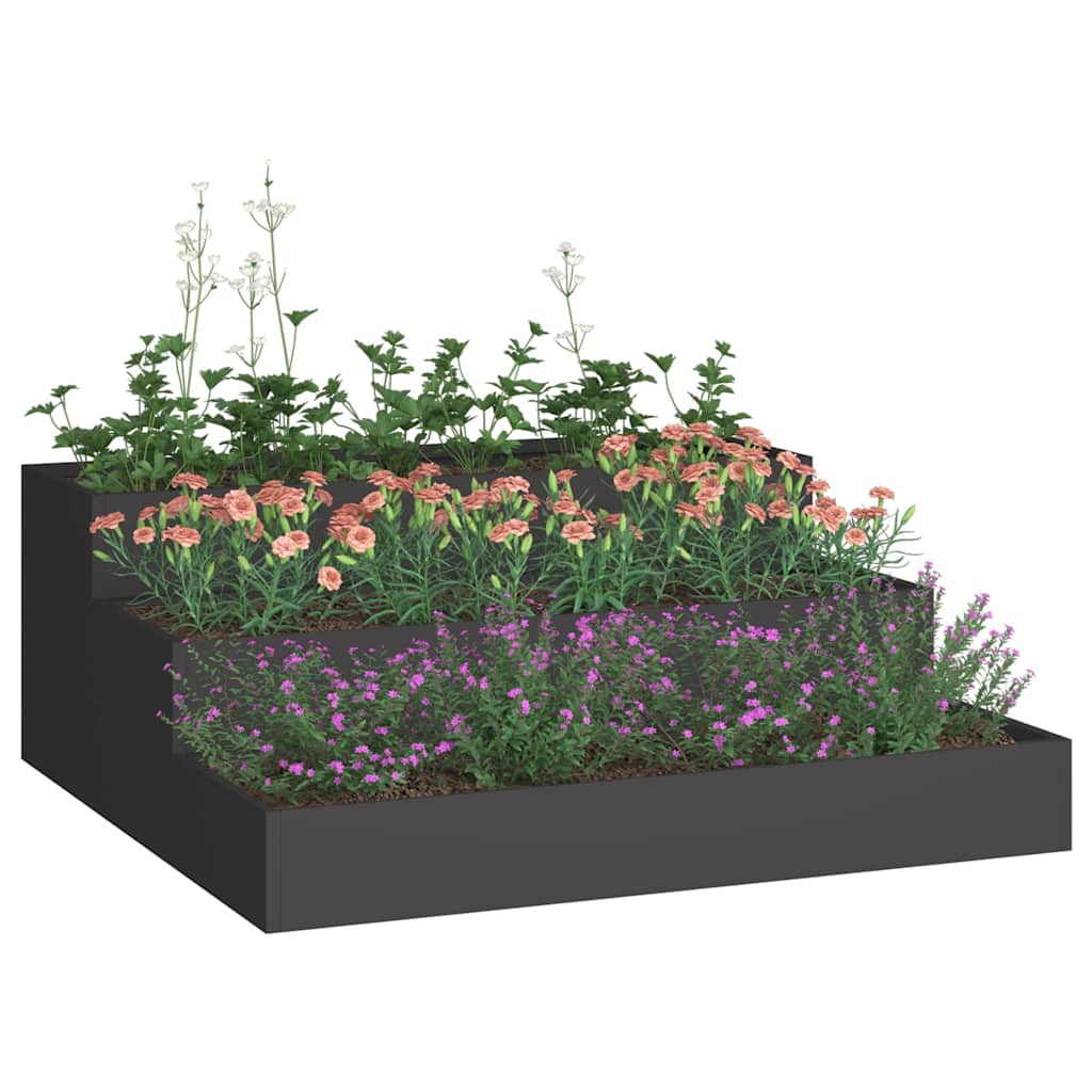 Tuin Bloempot Zwart 90 x 90 x 35 cm Koudgewalst staal is nu te koop bij PeponiXL, paradijselijk wonen!