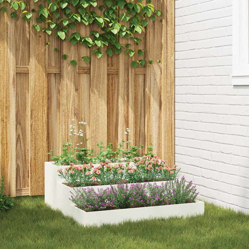 Tuin Bloempot Wit 90 x 90 x 35 cm Koudgewalst staal is nu te koop bij PeponiXL, paradijselijk wonen!