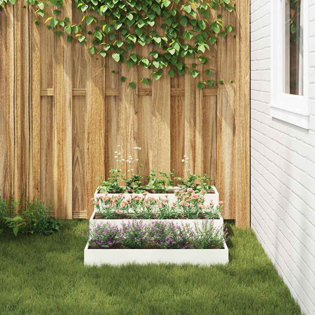 Tuin Bloempot Wit 90 x 90 x 35 cm Koudgewalst staal is nu te koop bij PeponiXL, paradijselijk wonen!