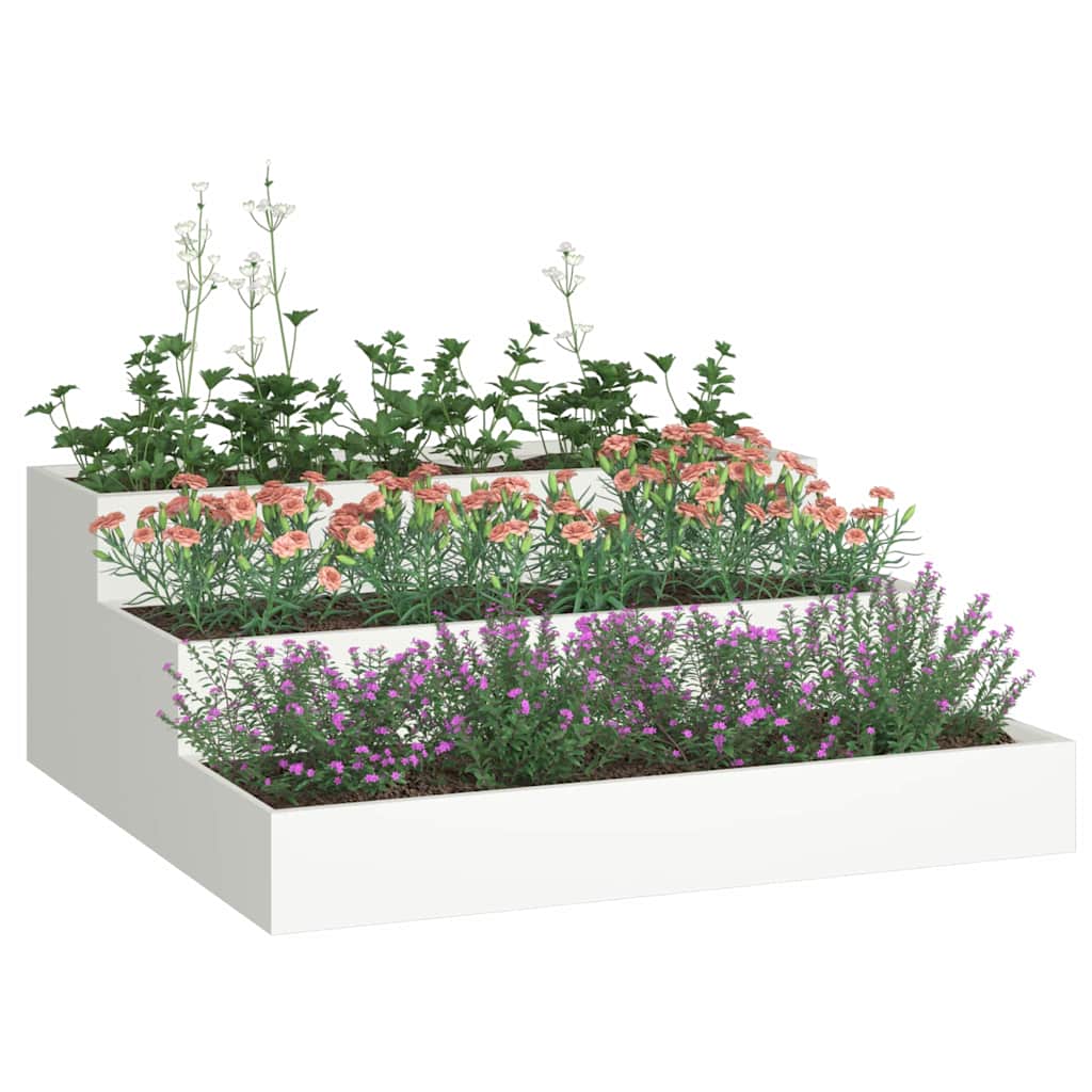 Tuin Bloempot Wit 90 x 90 x 35 cm Koudgewalst staal is nu te koop bij PeponiXL, paradijselijk wonen!