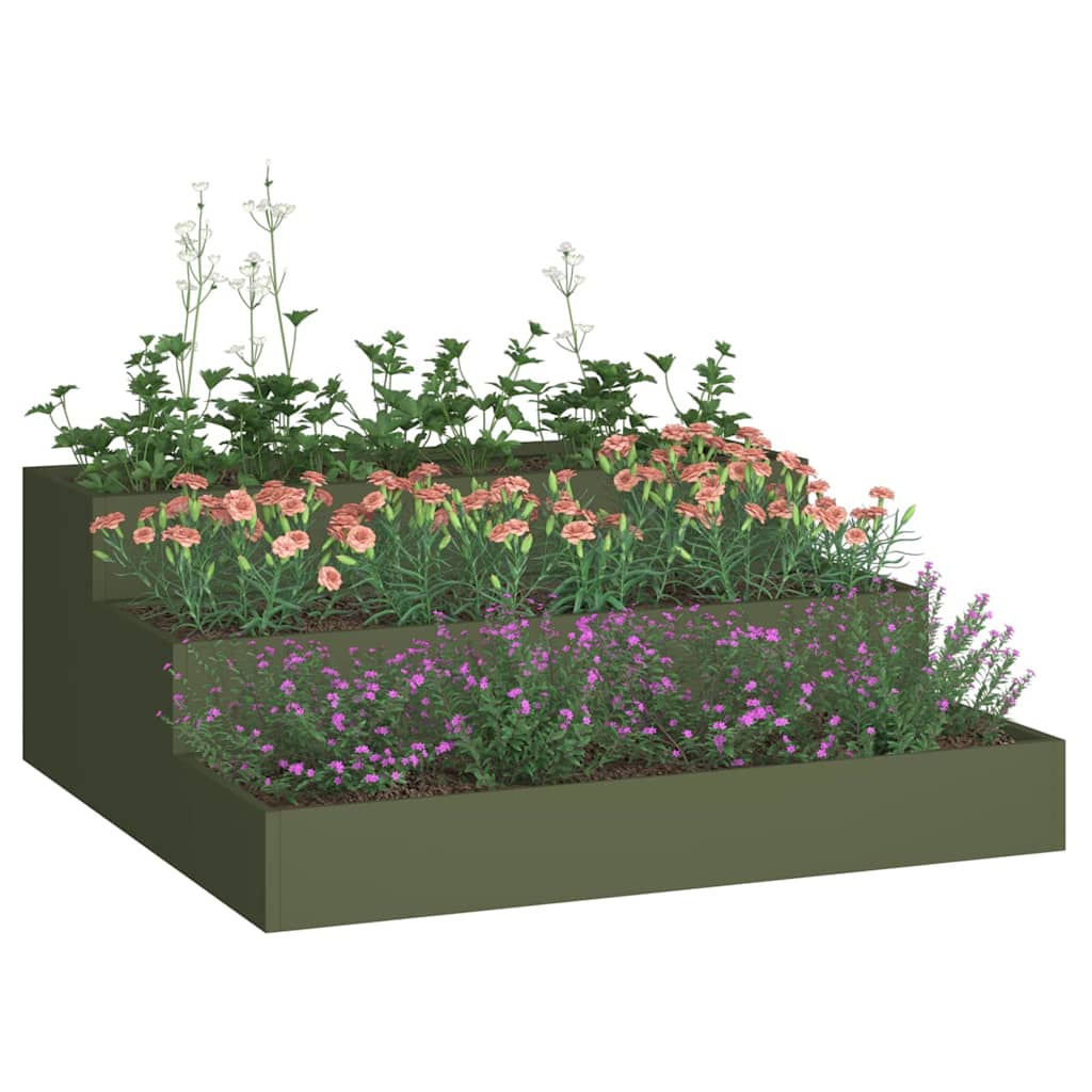 Tuin Bloempot Olijf Groen 90 x 90 x 35 cm Koudgewalst staal is nu te koop bij PeponiXL, paradijselijk wonen!