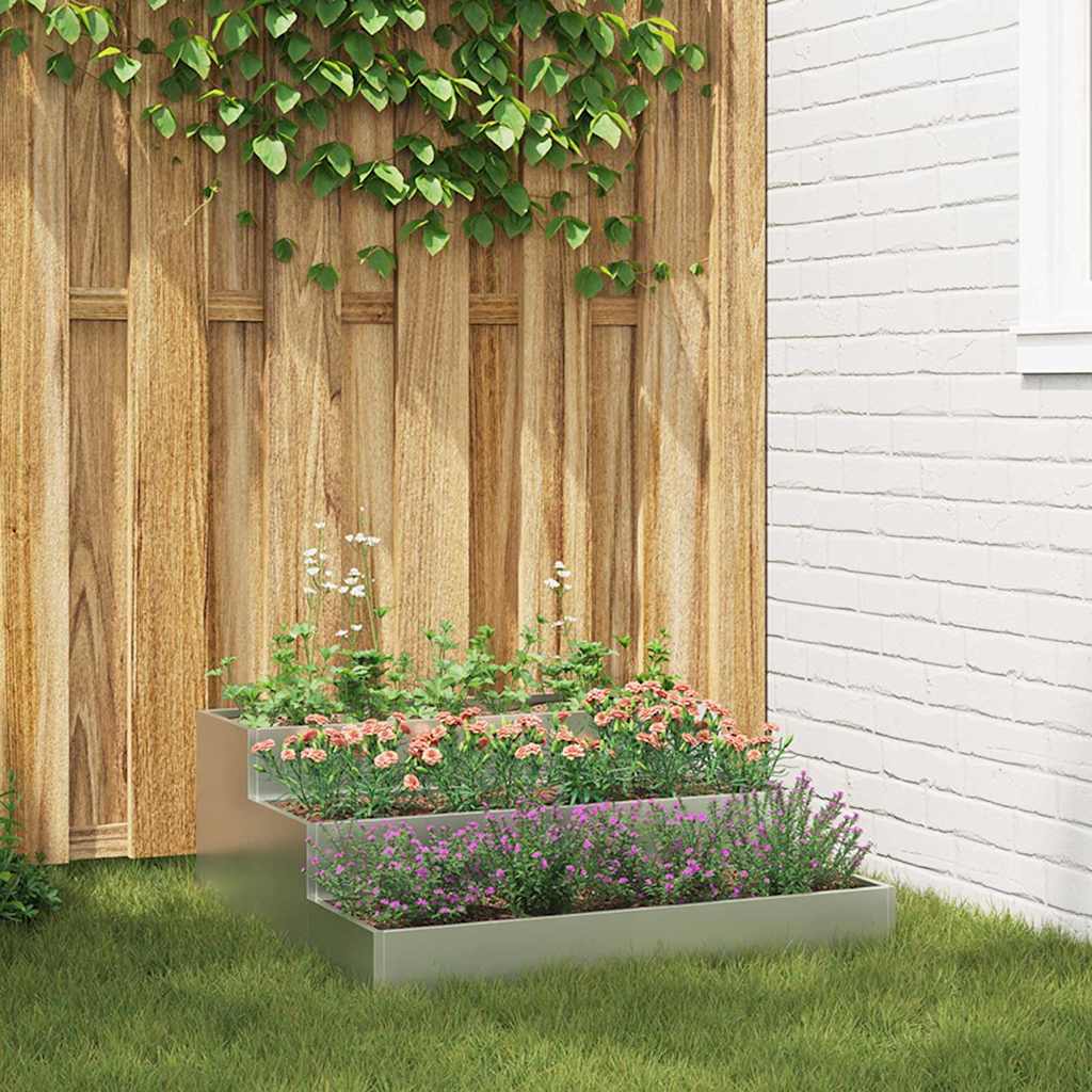 Tuin Bloempot Zilver 90 x 90 x 35 cm Gegalvaniseerd staal is nu te koop bij PeponiXL, paradijselijk wonen!