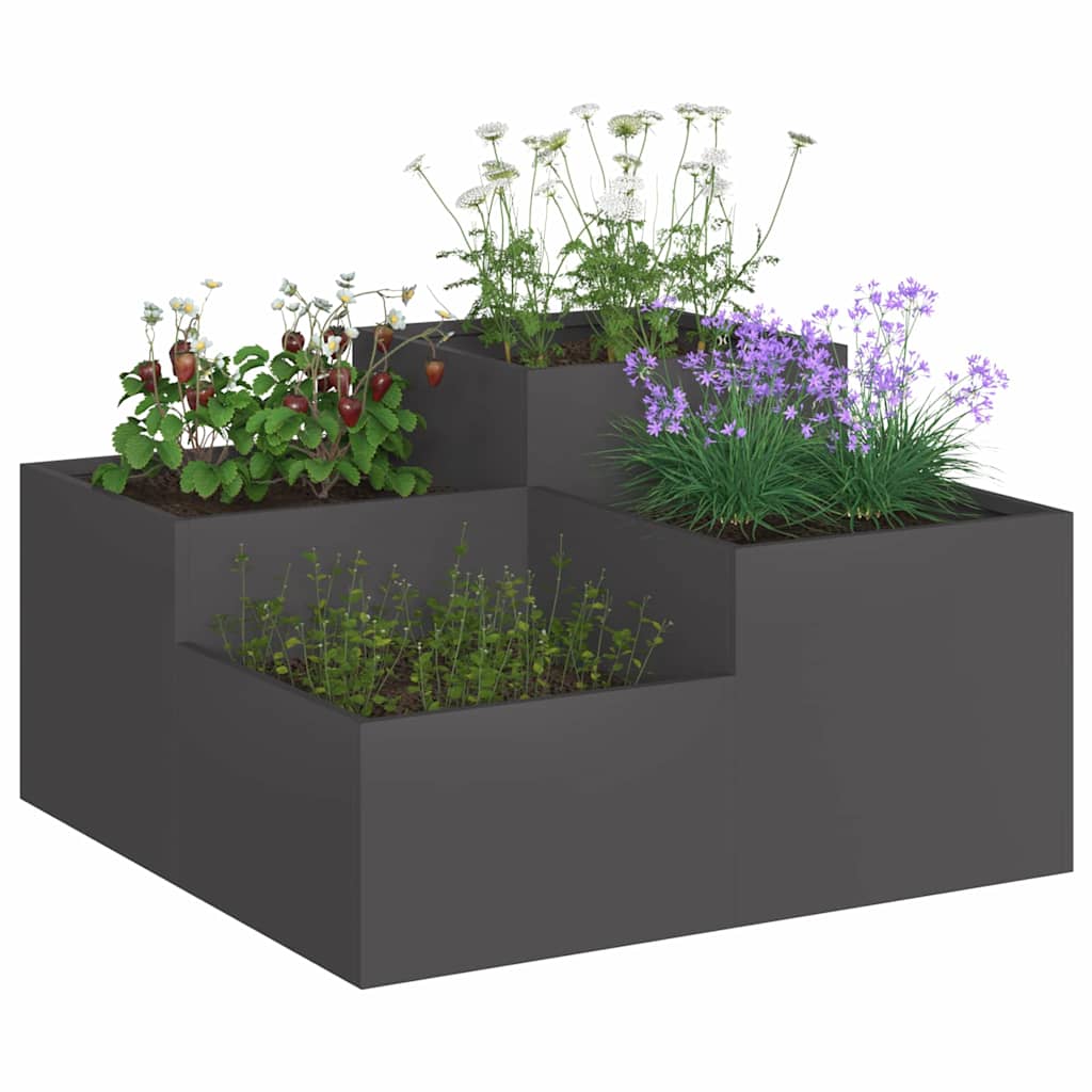 Tuin Bloempot Zwart 80 x 80 x 48 cm Staal is nu te koop bij PeponiXL, paradijselijk wonen!