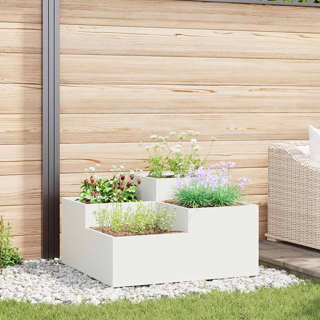 Tuin Bloempot Wit 80 x 80 x 48 cm Staal is nu te koop bij PeponiXL, paradijselijk wonen!