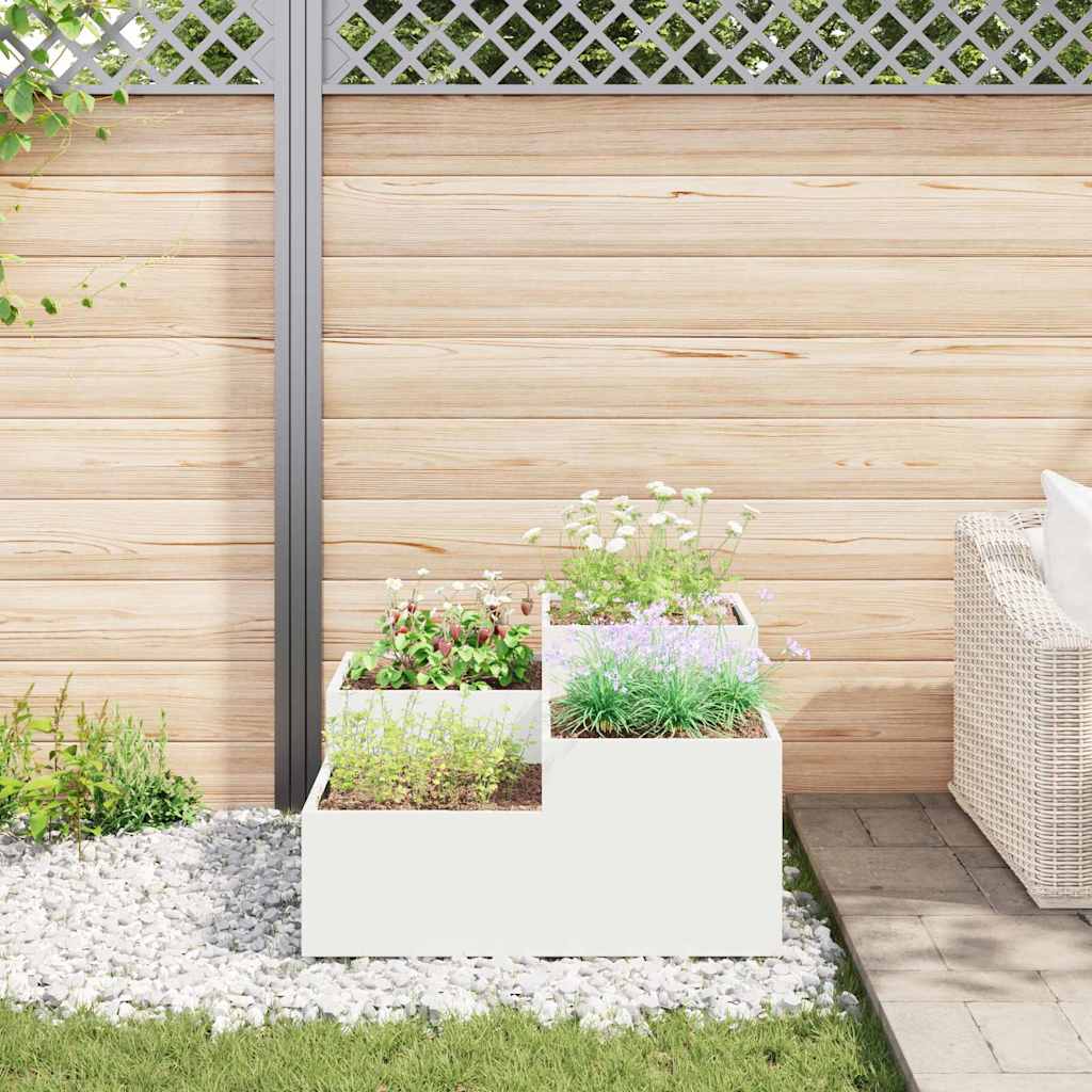 Tuin Bloempot Wit 80 x 80 x 48 cm Staal is nu te koop bij PeponiXL, paradijselijk wonen!