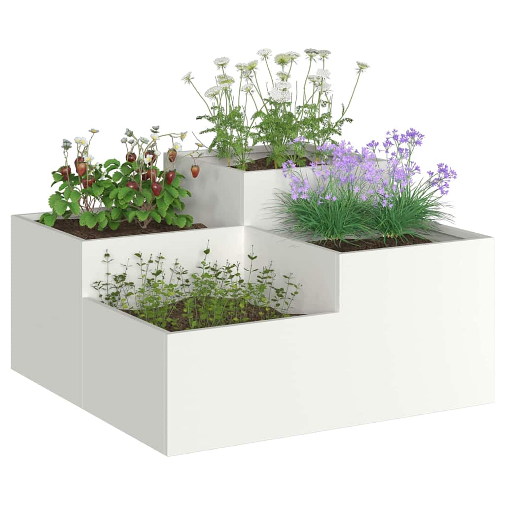 Tuin Bloempot Wit 80 x 80 x 48 cm Staal is nu te koop bij PeponiXL, paradijselijk wonen!