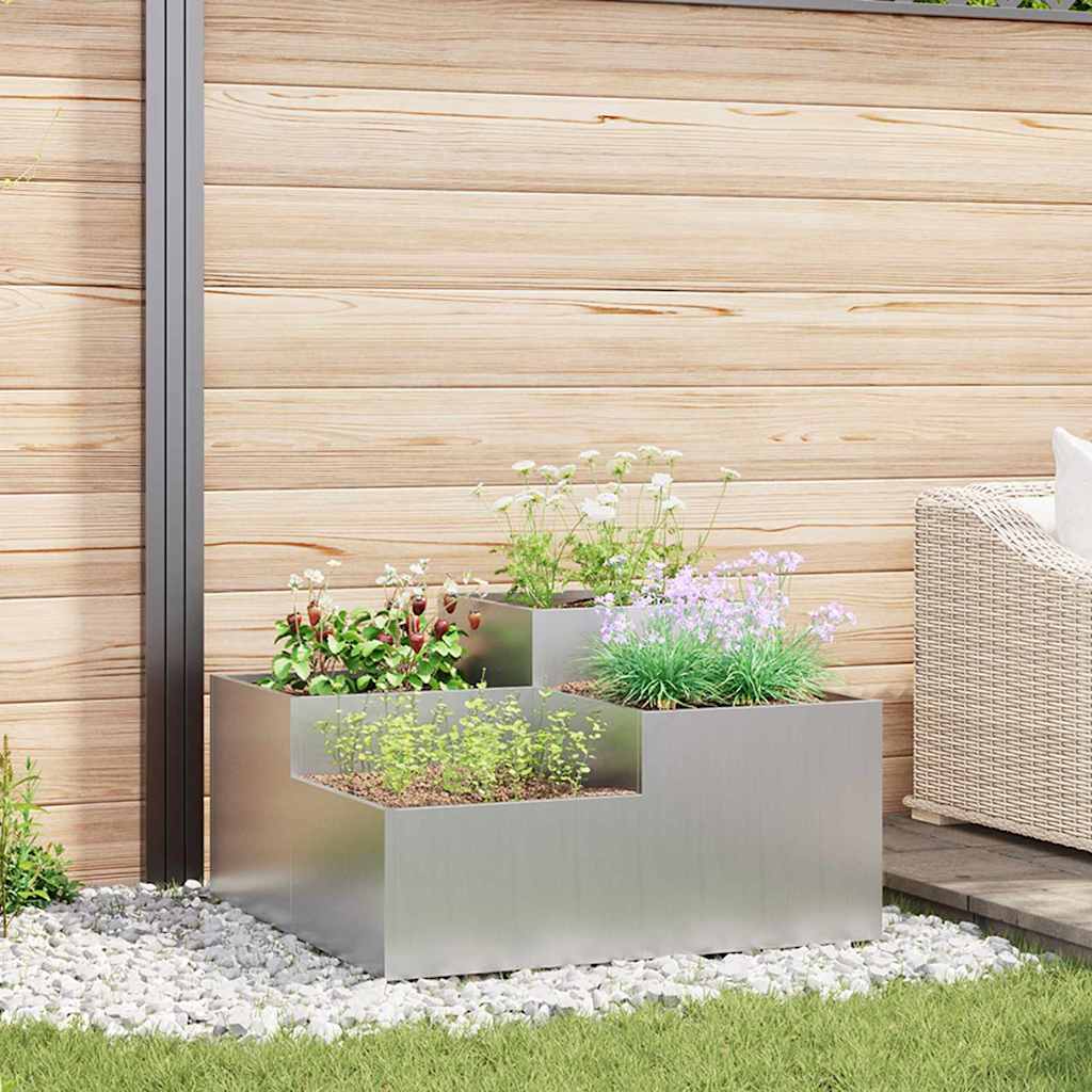 Tuin Bloempot Zilver 80 x 80 x 48 cm Gegalvaniseerd staal is nu te koop bij PeponiXL, paradijselijk wonen!