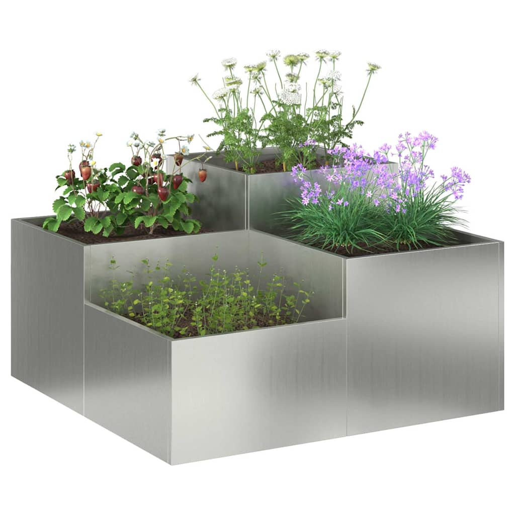 Tuin Bloempot Zilver 80 x 80 x 48 cm Gegalvaniseerd staal is nu te koop bij PeponiXL, paradijselijk wonen!