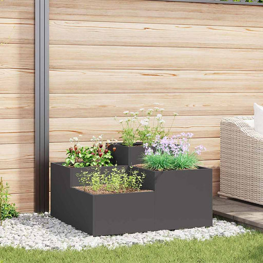 Tuin Bloempot Zwart 100 x 100 x 48 cm Staal is nu te koop bij PeponiXL, paradijselijk wonen!