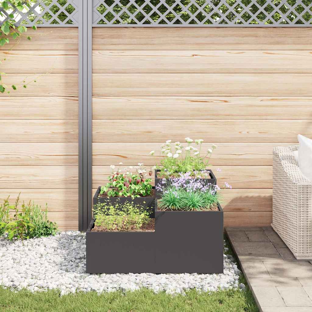 Tuin Bloempot Zwart 100 x 100 x 48 cm Staal is nu te koop bij PeponiXL, paradijselijk wonen!