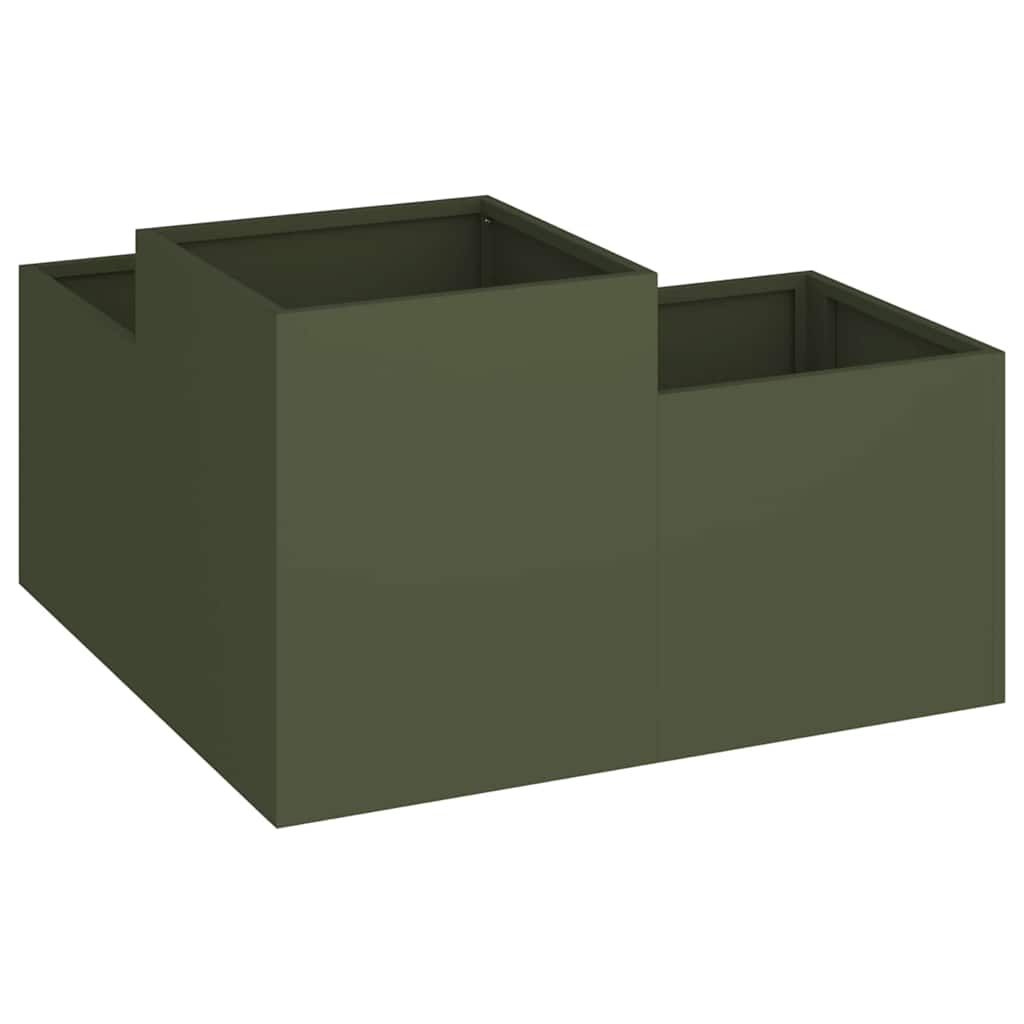 Tuin Bloempot Olijfgroen 100 x 100 x 48 cm Staal is nu te koop bij PeponiXL, paradijselijk wonen!
