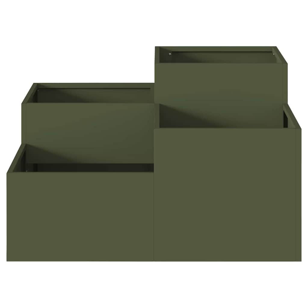 Tuin Bloempot Olijfgroen 100 x 100 x 48 cm Staal is nu te koop bij PeponiXL, paradijselijk wonen!