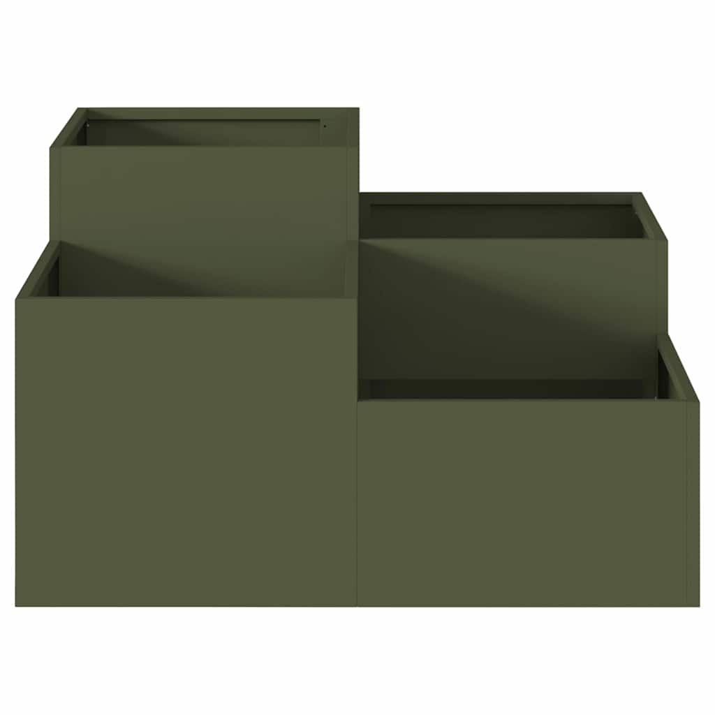 Tuin Bloempot Olijfgroen 100 x 100 x 48 cm Staal is nu te koop bij PeponiXL, paradijselijk wonen!