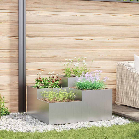 Tuin Bloempot Zilver 100 x 100 x 48 cm Gegalvaniseerd staal is nu te koop bij PeponiXL, paradijselijk wonen!