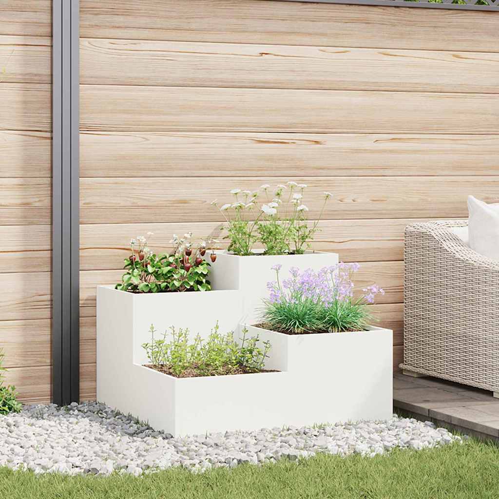Tuin Bloempot Wit 80 x 80 x 60 cm Staal is nu te koop bij PeponiXL, paradijselijk wonen!